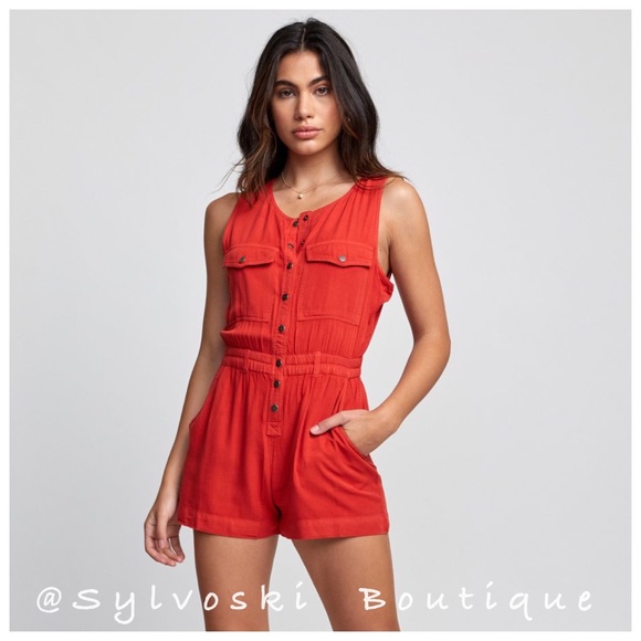 🔥Rvca Rompers TAUREN POPPY RED NWT - Picture 3 of 9